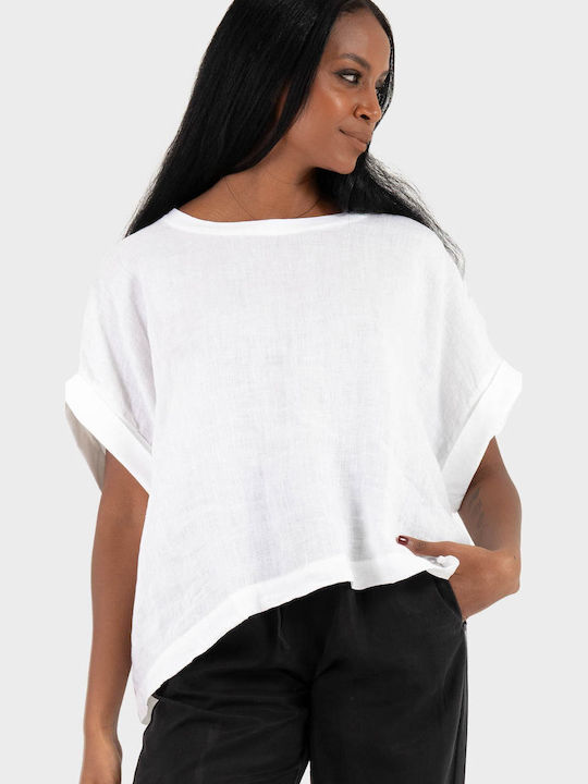 Deha Women's Summer Linen Blouse White