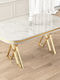 Dining Room Table MDF White Glossy Marble Effect With Gold Metal Base 170x90x75cm