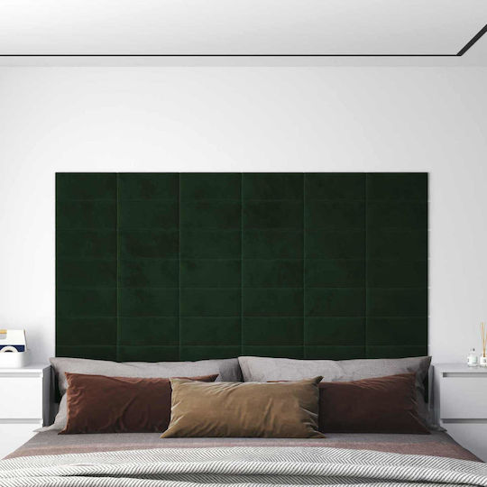 vidaXL Wall Headboard 12 Pieces Dark Green Velvet 30x1.5x15cm