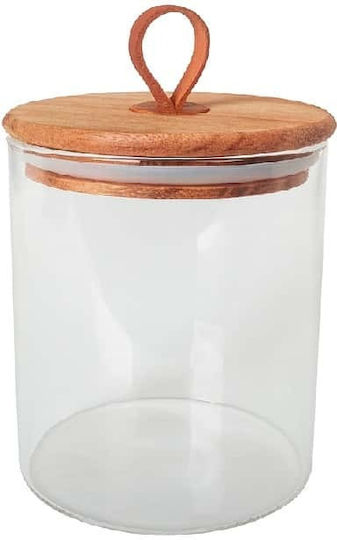 Espiel Set of 6 General Use Transparent Wooden Food Jars with Lid 290ml 6 Pieces