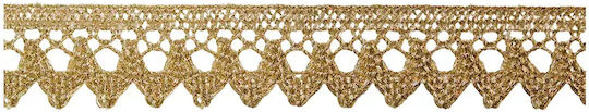 Lace Lasse Geometric Pattern Pointed Edge Gold Medium Width 2cm Price Per Meter