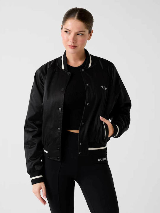 Guess Κοντό Γυναικείο Bomber Jacket Black