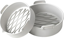 Set 2 Tăvi Ecologice din Silicon pentru Air Fryer Alista Home Temperatură Maximă 230 Grade Reutilizabile Reciclabile Mânere Antiderapante Fund Antiaderent 18.7 X 19.5 X 7 Cm Gri