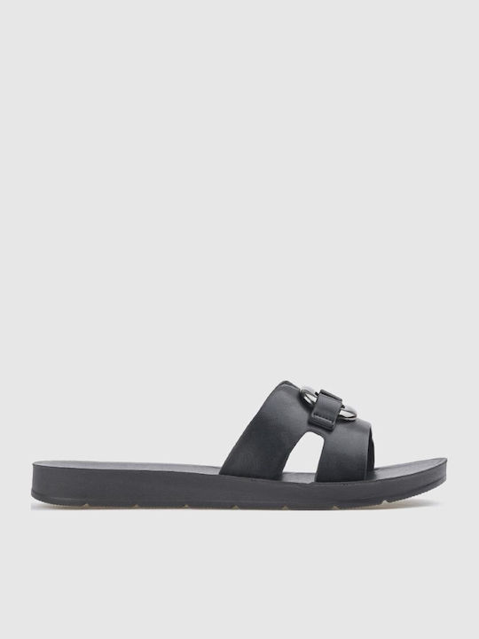 Verde Verde Damen Flache Schwarze Sandalen