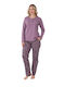 Pijamangel Set Pijamale Dama De Iarnă Violet Deschis