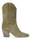 Suede Women's Boots with High Heel Brown