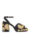 Damen Sandalen Schwarz Leder