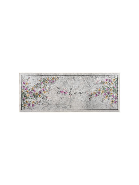 Beauty Home Кухненски Килим Коридор с Неслизащо Подложка Сив 60x160см