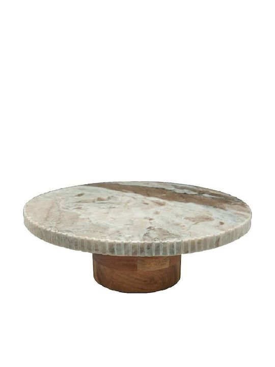 Espiel Τουρτιέρα Ξύλινη με Πόδι Μπεζ 30x30x9εκ.