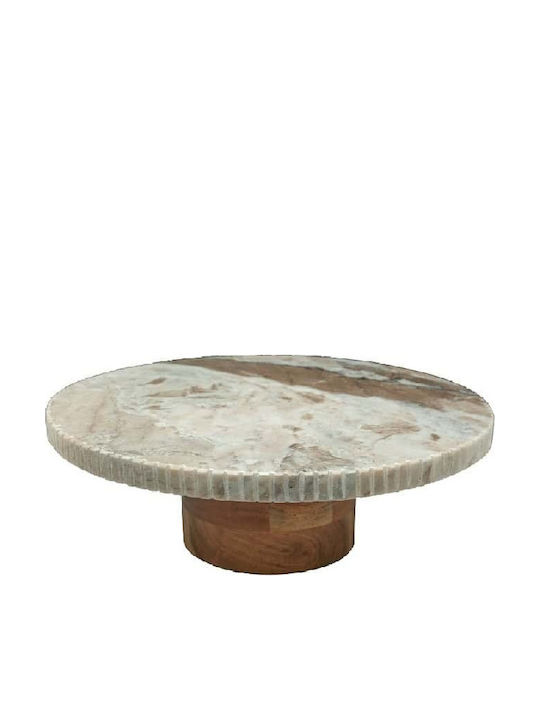 Espiel Τουρτιέρα Ξύλινη με Πόδι Μπεζ 25x25x7.5εκ.