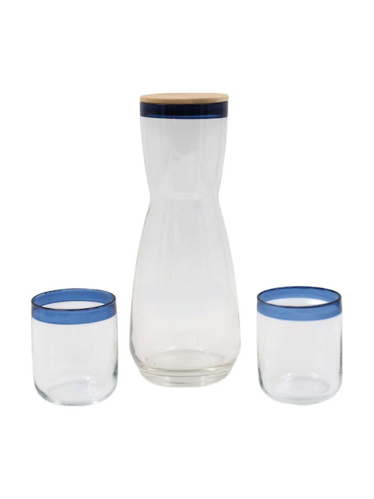 Hermia Glass Decanter with Stopper and Glasses White 1000ml 3 Pieces