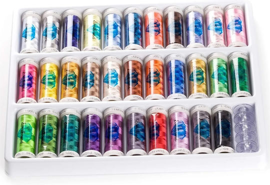Embroidery Thread Set 32 Spools 300 M Multicolor