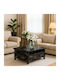 Main Coffee Table Black Marble with Drawers Foldable 90x60x35cm
