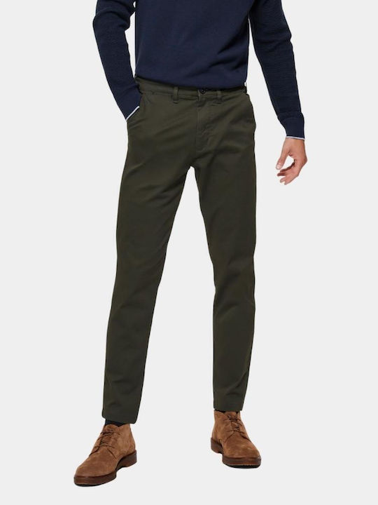 Selected Homme Chino Trousers In Slim Fit Olive
