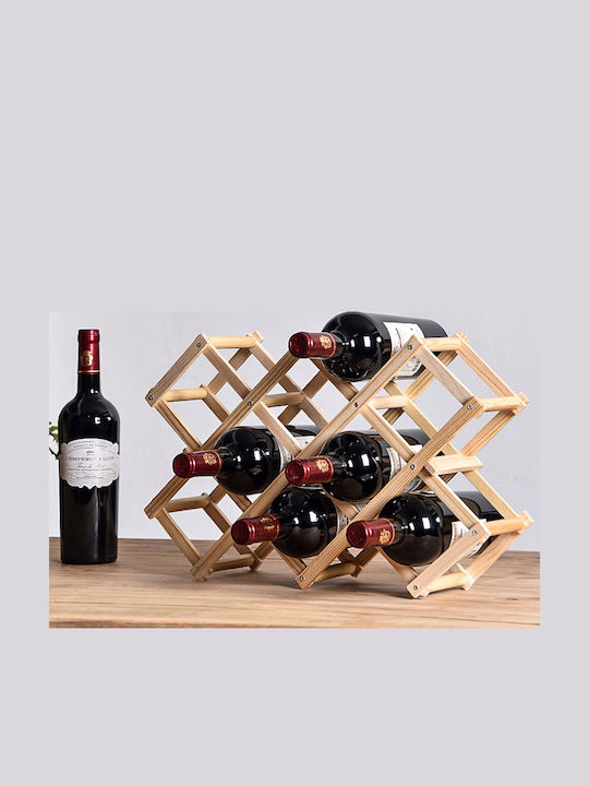 Folding Tabletop Wooden Wine Rack for 8 Bottles Black