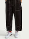 Sportswear Street Carpenter Women's Fabric Trousers in Loose Fit Black