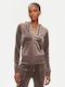 Long Women's Hoodie Cardigan Brown