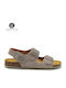 Afelpado Leder Flache Damen Sandalen Grau