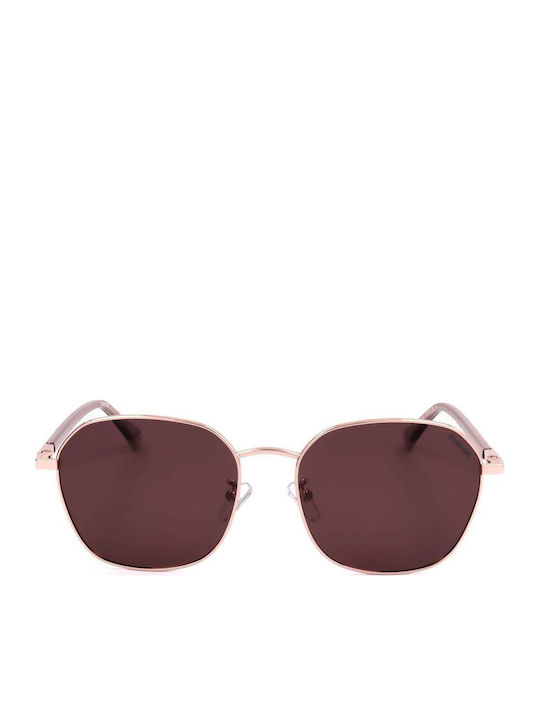 Polaroid Unisex Sunglasses with Rose Gold Frame and Purple Lens PLD4168/G DDB/57