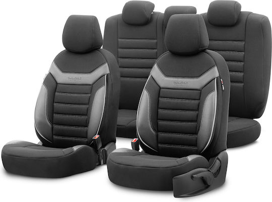 Комплект Калъфи За Автомобилни Седалки 11 Бр Памучни Черни Design