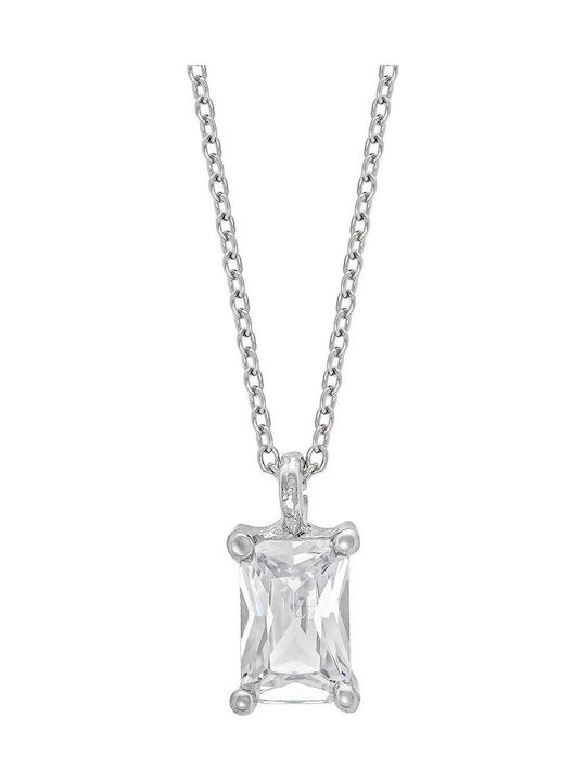 Kiriakos Gofas Necklace Solitaire In 9 K White Gold