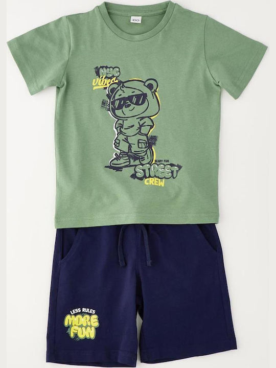 Kids Set with Shorts Summer 2 Pieces Green