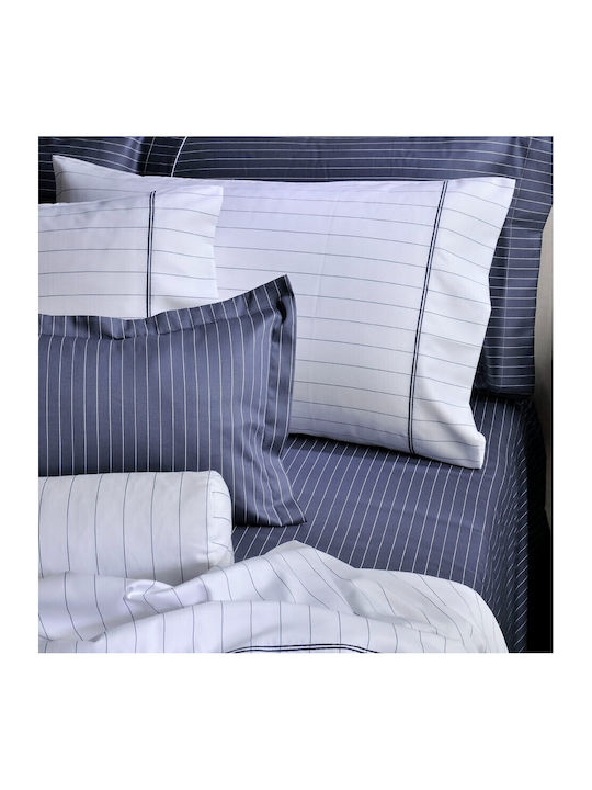 Down Town Home Set Duvet Cover Cotton Satin 170x240cm Single with Pillowcase Pin Stripe S883 Pin Stripe Blue