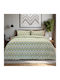Lino Home Duvet Cover Set Double with 2 Pillowcases 225x245cm Flots Petrol Blue