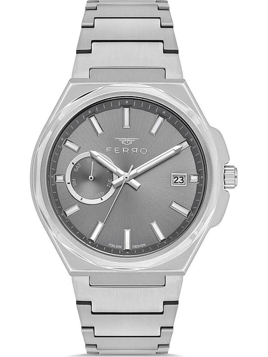 Ferro Men's Battery Watch With Silver Metal Bracelet