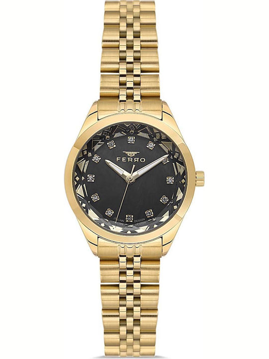 Ferro Men's Battery Watch With Gold Metal Bracelet