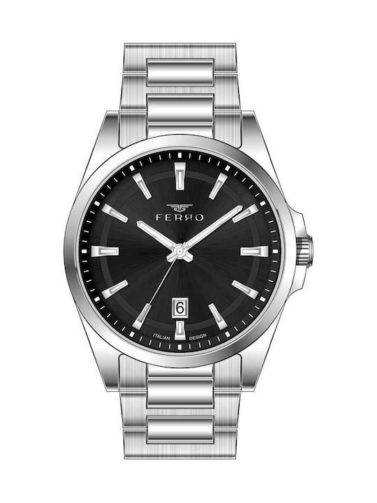 Ferro Men's Battery Watch with Silver Metal Bra...