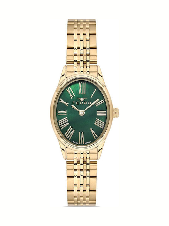Ferro Men's Battery Watch With Gold Metal Bracelet