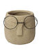 Marhome Ceramic Beige Plant Pot 12x12x12cm