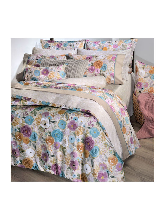 Down Town Home Σετ Παπλωματοθήκη Βαμβακοσατέν 170x240cm Μονή με Μαξιλαροθήκη Anabelle Μωβ