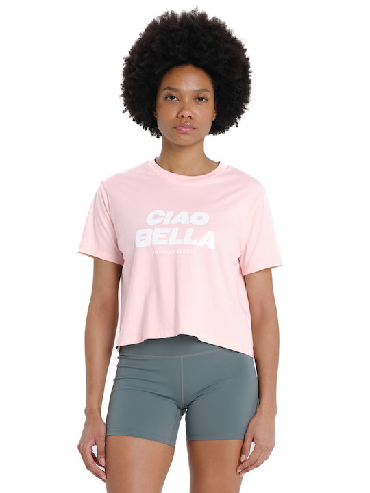 Emerson Women's Sports Crop Top Short Sleeve Pink