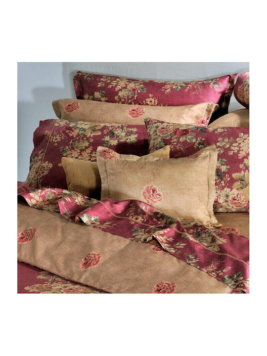 Down Town Home Flower Σετ Σεντόνια King Size 290x280εκ. Καφέ (4τμχ)