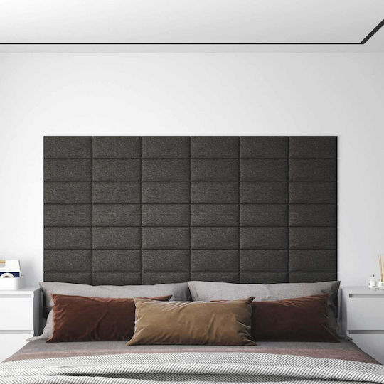 vidaXL Wall Bed Headboard 12 Pcs 30 x 15 cm Dark Grey Fabric