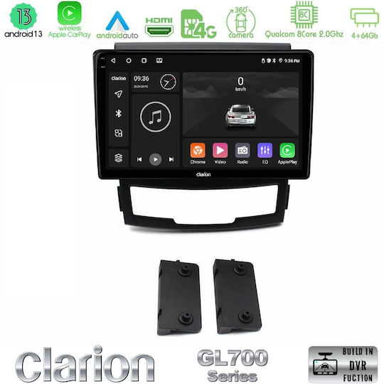 Clarion Car Audio System for Ssangyong Korando 2010-2014 (Bluetooth/USB/WiFi/GPS/Apple CarPlay/Android Auto) with 9" Touch Screen