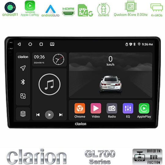 Clarion Ηχοσύστημα Αυτοκινήτου για Ssangyong Actyon / Kyron 2005-2014 (Bluetooth/USB/WiFi/GPS/Apple-Carplay/Android-Auto) με Οθόνη Αφής 9"