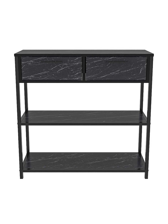 Latho Konsolentisch aus Holz & Marmor Schwarz M90xB30.5xH92cm