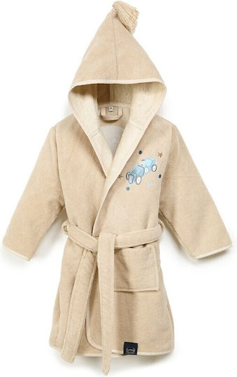 La Millou Kinderbademantel Beige mit Kapuzen-