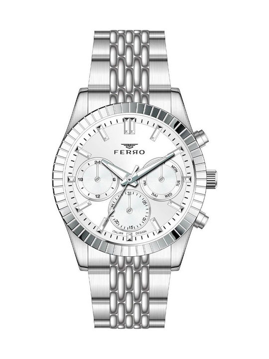 Ferro Men's Battery Watch With Silver Metal Bra...
