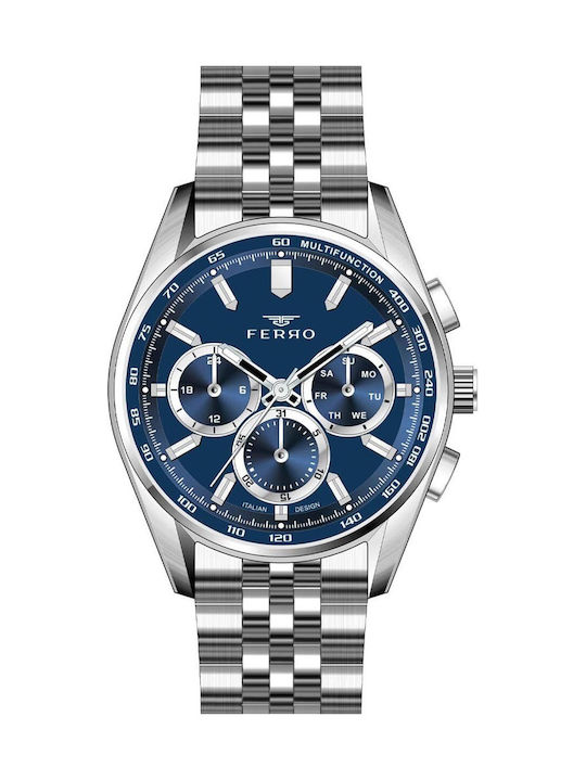 Ferro Men's Battery Watch With Silver Metal Bra...