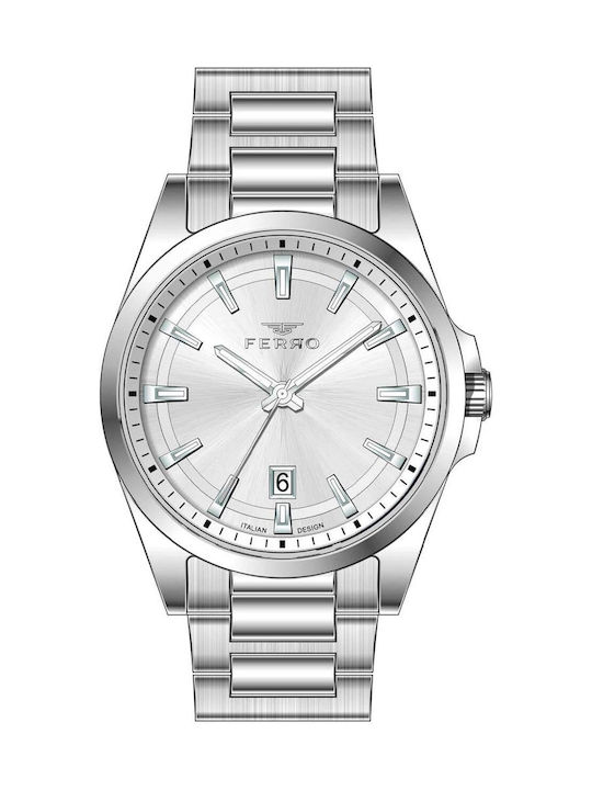 Ferro Men's Battery Watch With Silver Metal Bracelet