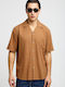 Short Sleeve Linen Shirt Brown
