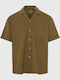 Short Sleeve Linen Shirt Dusty Olive Green