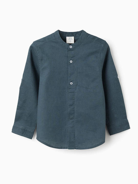 Zippy Kinderhemd Langärmelig Leinen Marineblau