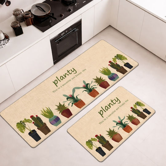 My Home Luxury Kitchen Runner Mat with Non-Slip Backing Planty 60x180cm