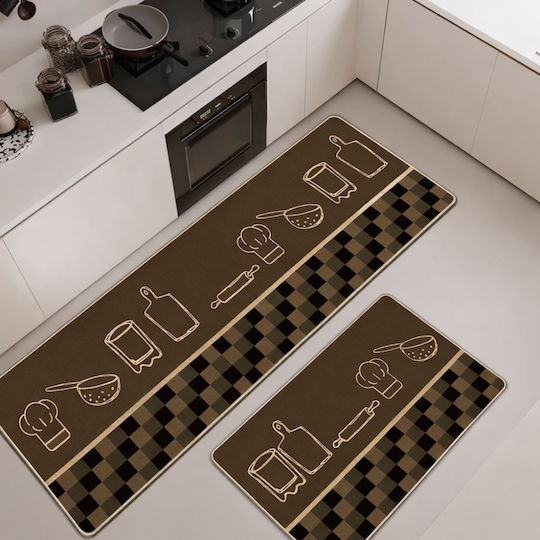 My Home Luxury Kitchen Mat Runner 60x180cm SET-804 Brown
