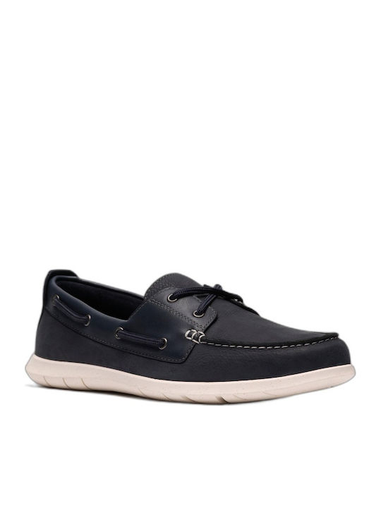 Clarks Flexway Leder Herren Bootsschuhe in Blau...